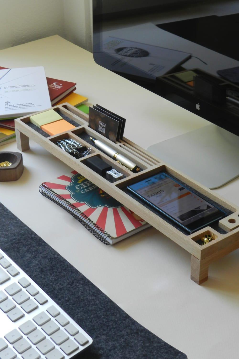 Fagus Wood-Sharpy Masa Düzenleyici (Füme)-Masaüstü Organizer-7-Milagron.com