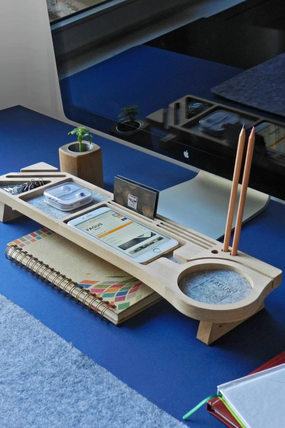 Fagus Wood-Stanley Masa Düzenleyici (Gri)-Biblo-1-Milagron.com