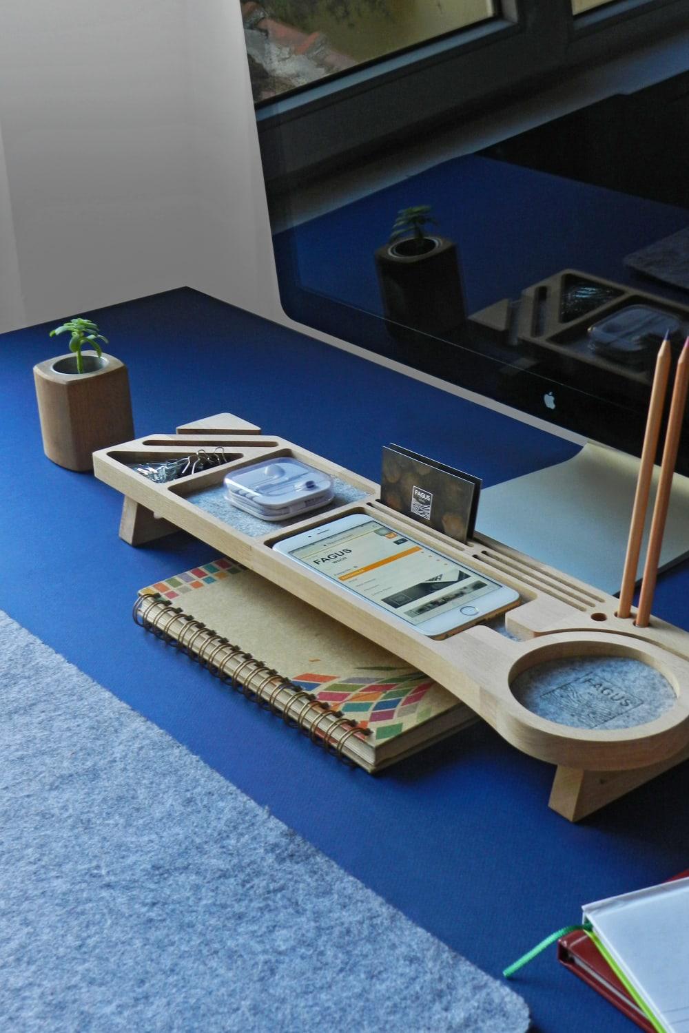 Fagus Wood-Stanley Masa Düzenleyici (Gri)-Biblo-3-Milagron.com