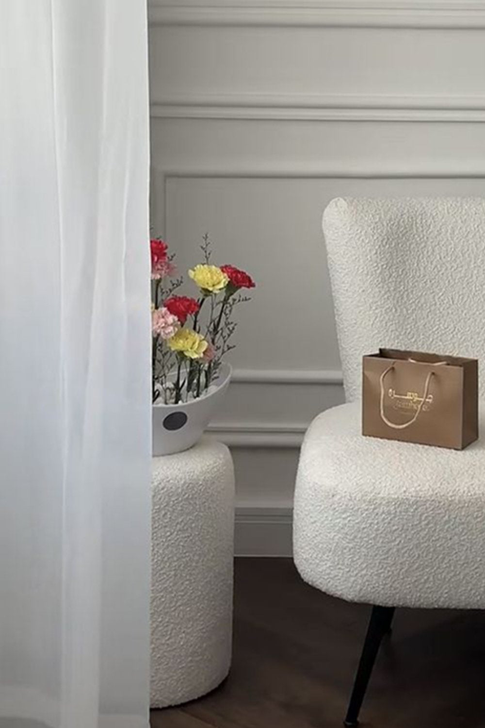 Fagus Wood-Teddy Kumaş Silindir Dekoratif Puf, Kırık Beyaz - 120ledx-Puf-6-Milagron.com