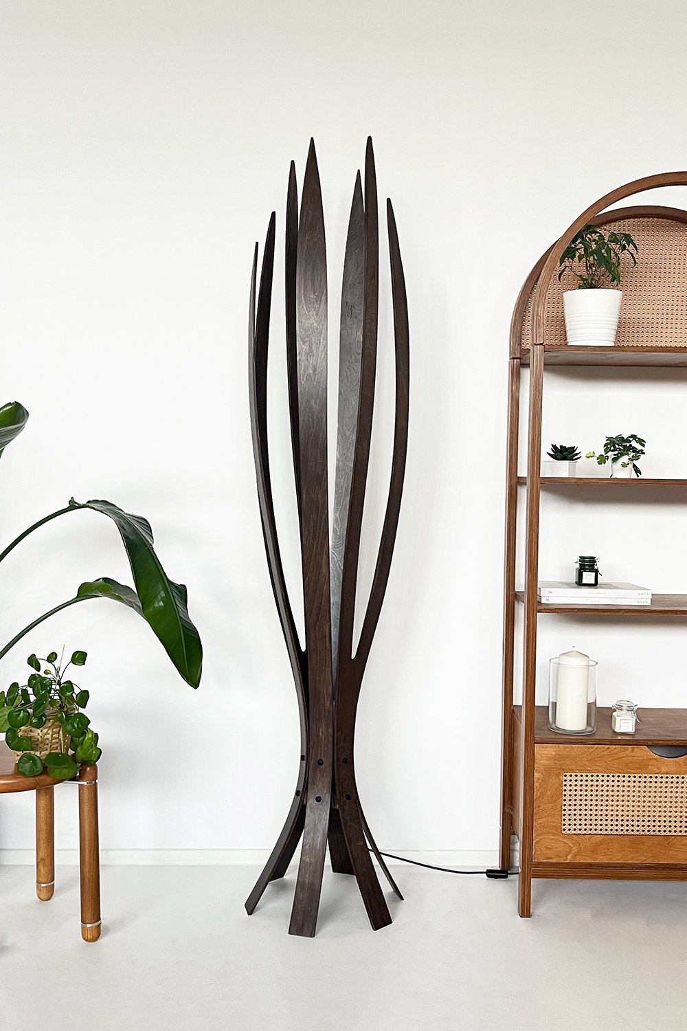 Fagus Wood-''hedra Lambader, İskandinav Tarzı Ahşap Lambader, Dekoratif Yer Lambası, Modern Salon Aydınlatma'' (cevi̇z)-Lambader-2-Milagron.com