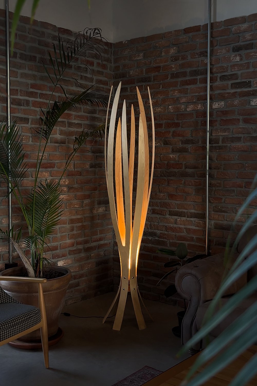 Fagus Wood-''hedra Lambader, İskandinav Tarzı Ahşap Lambader, Dekoratif Yer Lambası, Modern Salon Aydınlatma'' (huş)-Lambader-1-Milagron.com