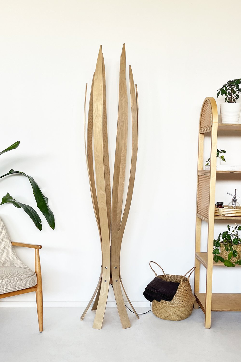 Fagus Wood-''hedra Lambader, İskandinav Tarzı Ahşap Lambader, Dekoratif Yer Lambası, Modern Salon Aydınlatma'' (huş)-Lambader-2-Milagron.com