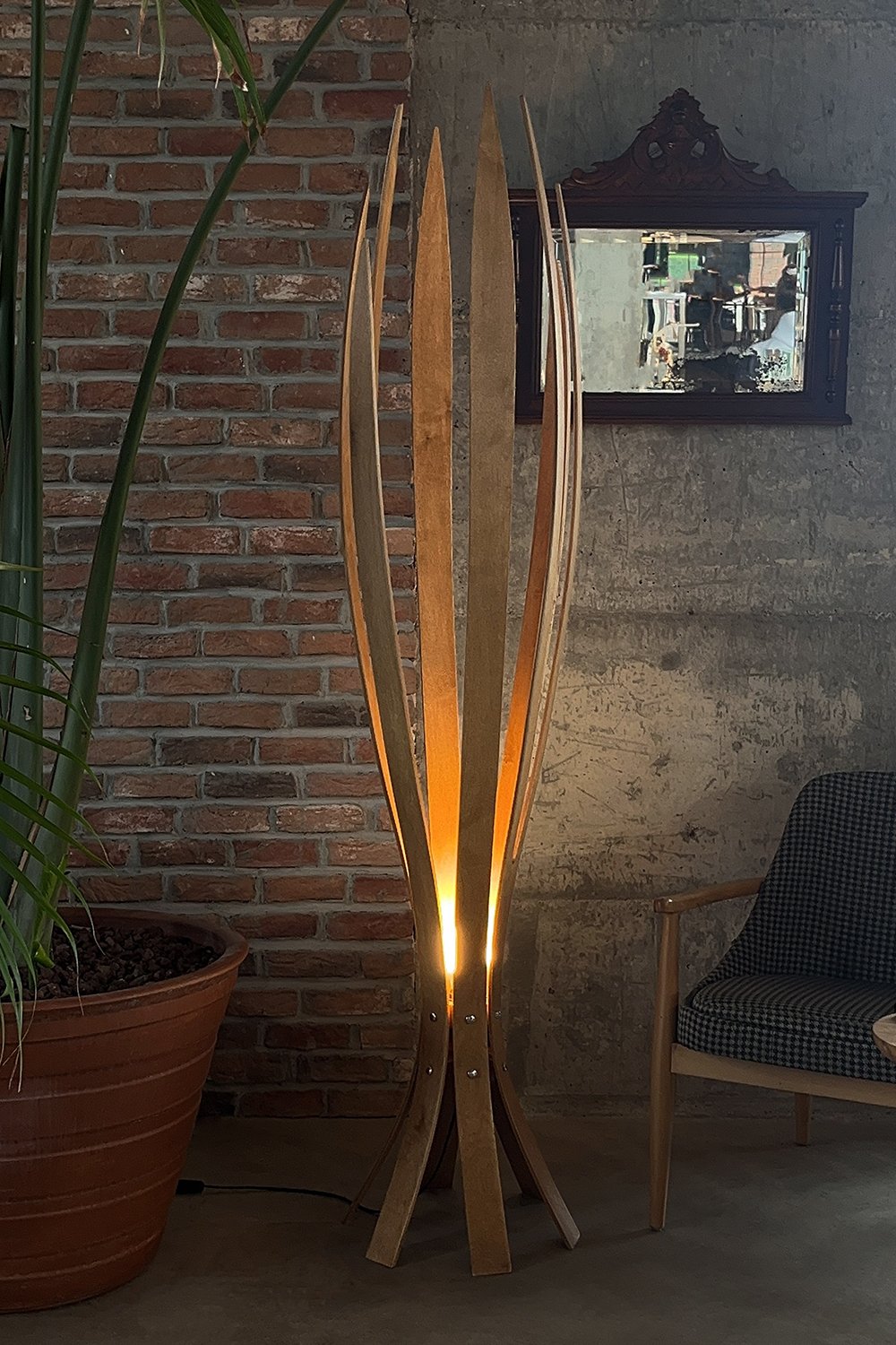 Fagus Wood-''hedra Lambader, İskandinav Tarzı Ahşap Lambader, Dekoratif Yer Lambası, Modern Salon Aydınlatma'' (meşe)-Lambader-1-Milagron.com