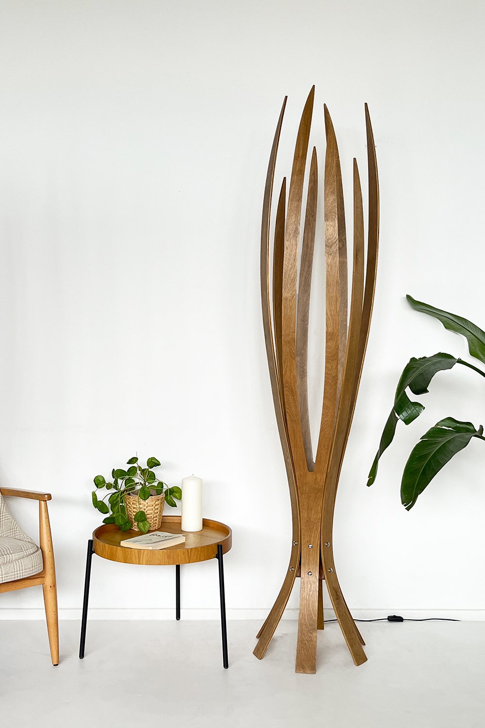 Fagus Wood-''hedra Lambader, İskandinav Tarzı Ahşap Lambader, Dekoratif Yer Lambası, Modern Salon Aydınlatma'' (meşe)-Lambader-2-Milagron.com