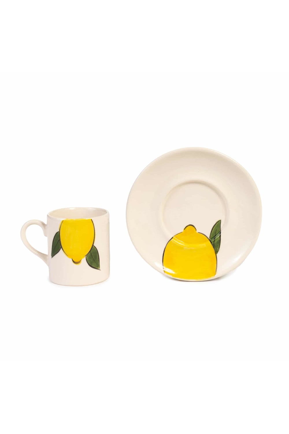 Feeling Good Inside-Amalfi Coast Collection Handmade Ceramic White Lemon Handled Coffee Set-Bardak-3-Milagron.com