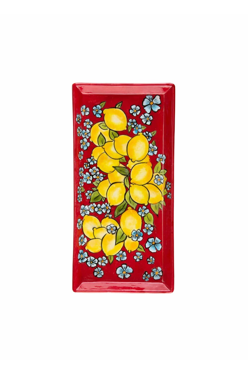 Feeling Good Inside-Amalfi Coast Collection Handmade Kırmızı Seramik Limon Desenli Tepsi-Sunum Aksesuarları-1-Milagron.com