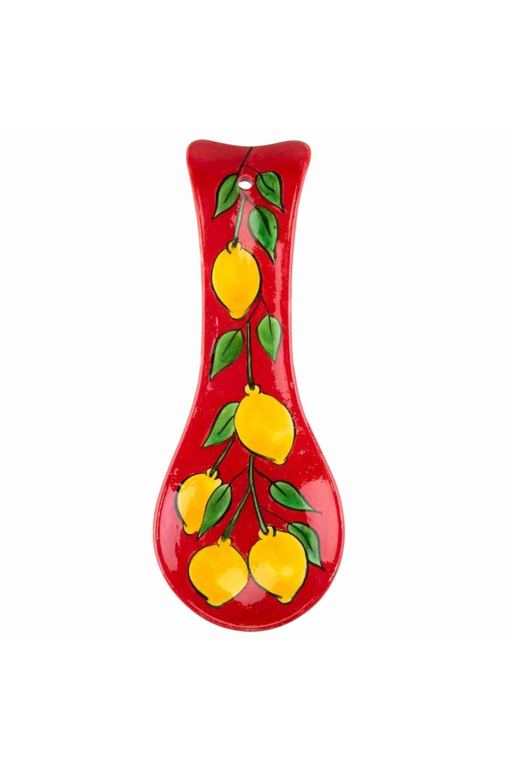 Feeling Good Inside-Amalfi Coast Collection Handmade Limon Desenli Kırmızı Zeminli Kaşıklık-Mutfak Aksesuarları-1-Milagron.com