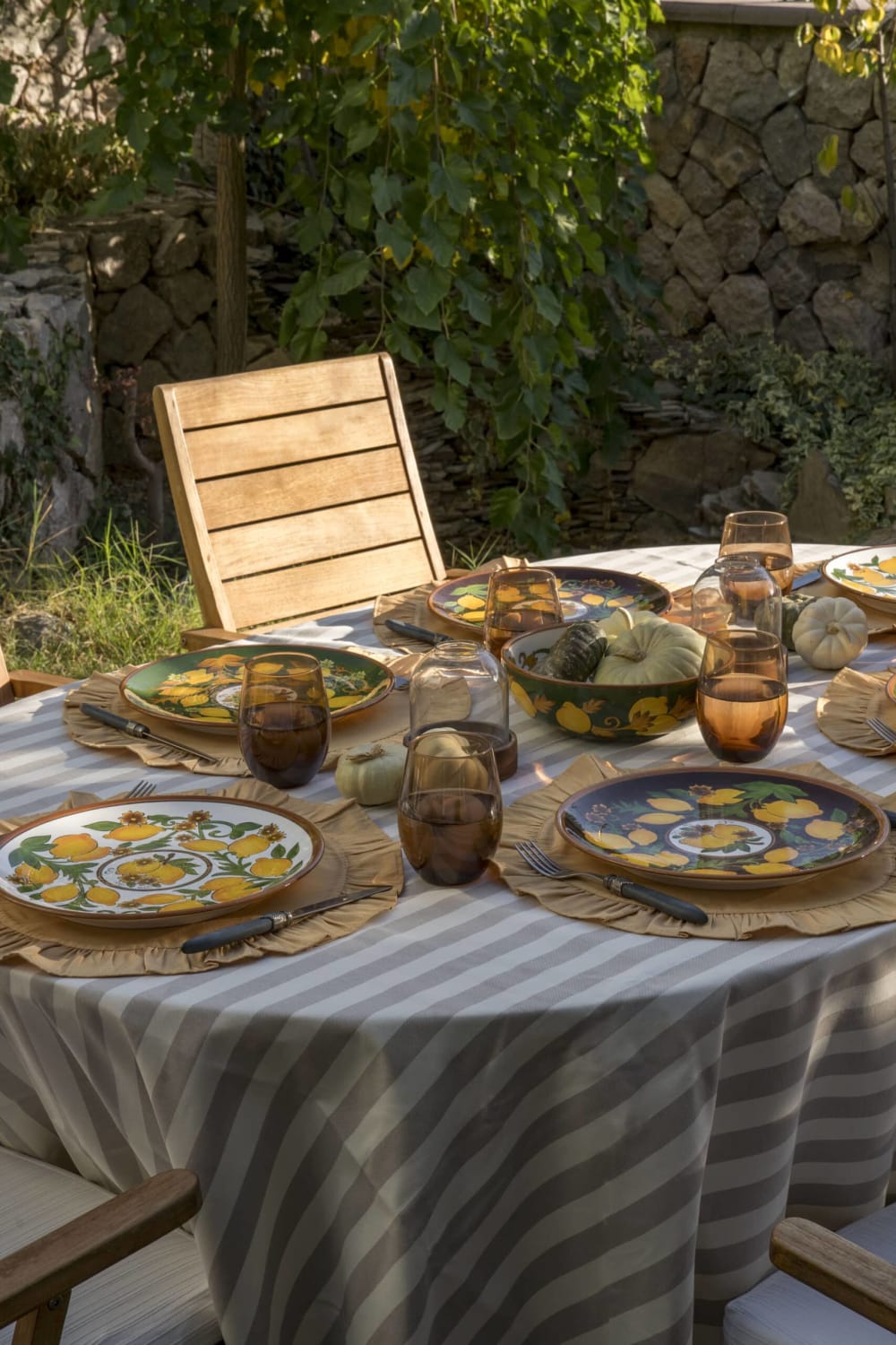 Feeling Good Inside-Amalfi Coast Collection Seramik Koyu Kahve 22 Cm Tabak Golden Fall-Tabak & Kase-4-Milagron.com