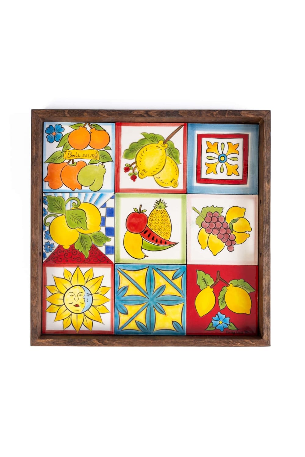 Feeling Good Inside-Amalfi Coast Handmade Seramik Karolu Kulplu Ahşap Tepsi-Sunum Aksesuarları-1-Milagron.com