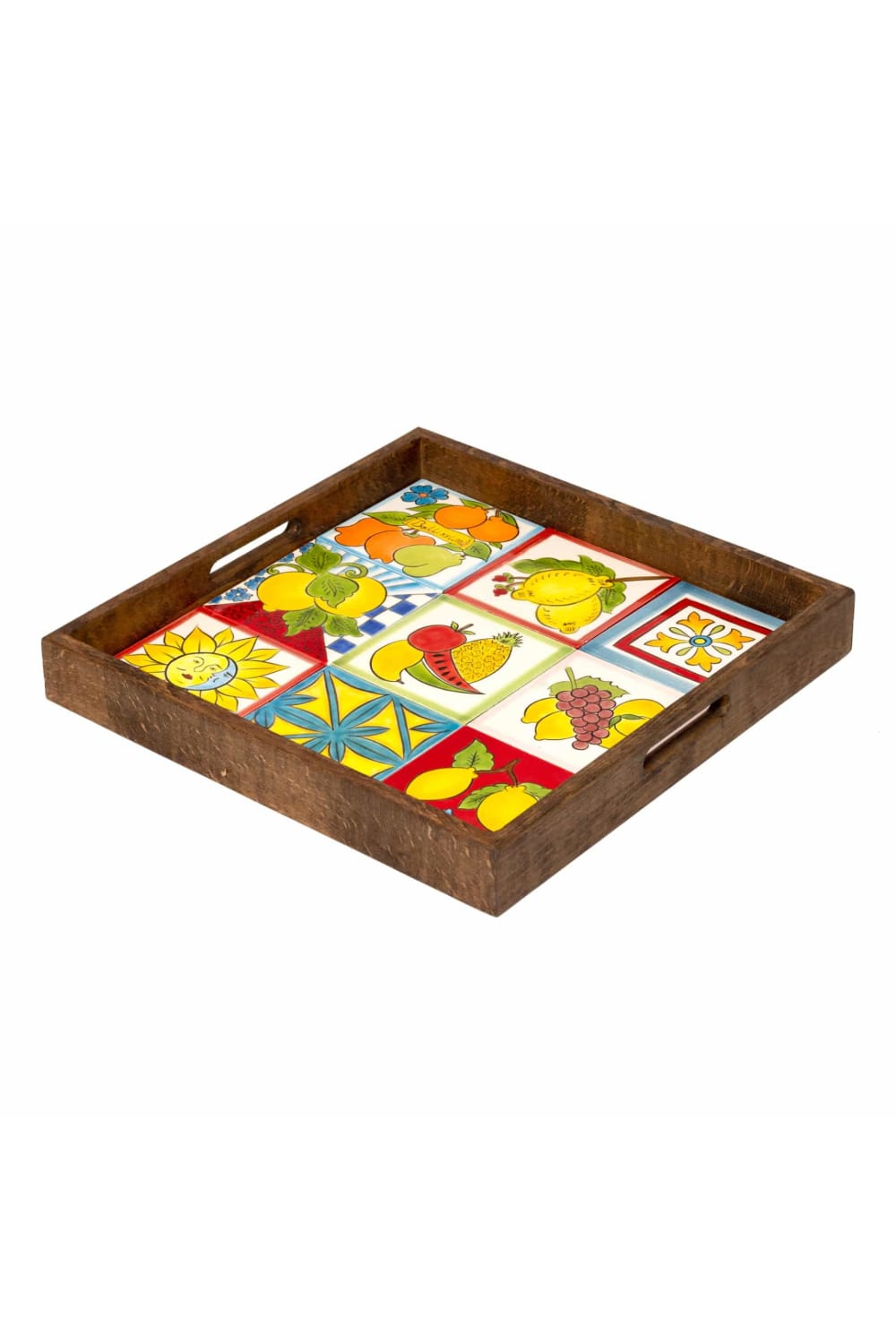 Feeling Good Inside-Amalfi Coast Handmade Seramik Karolu Kulplu Ahşap Tepsi-Sunum Aksesuarları-3-Milagron.com