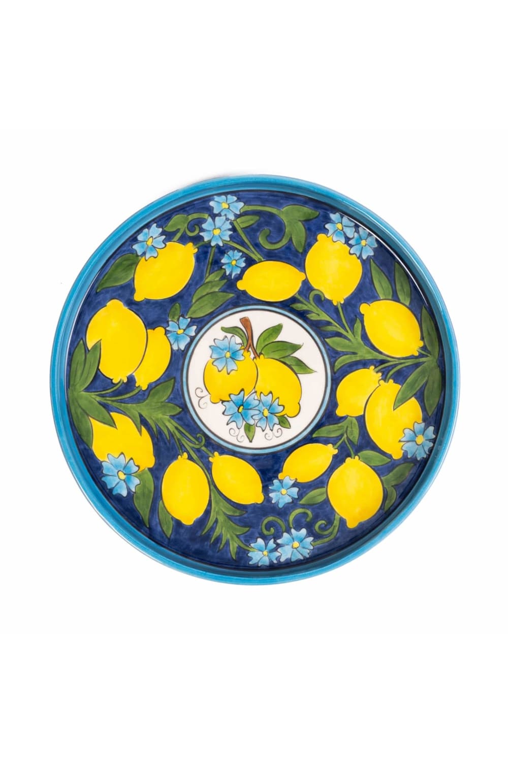 Feeling Good Inside-Amalfi Coast Handmade Seramik Kobalt Yuvarlak Tepsi-Sunum Aksesuarları-1-Milagron.com