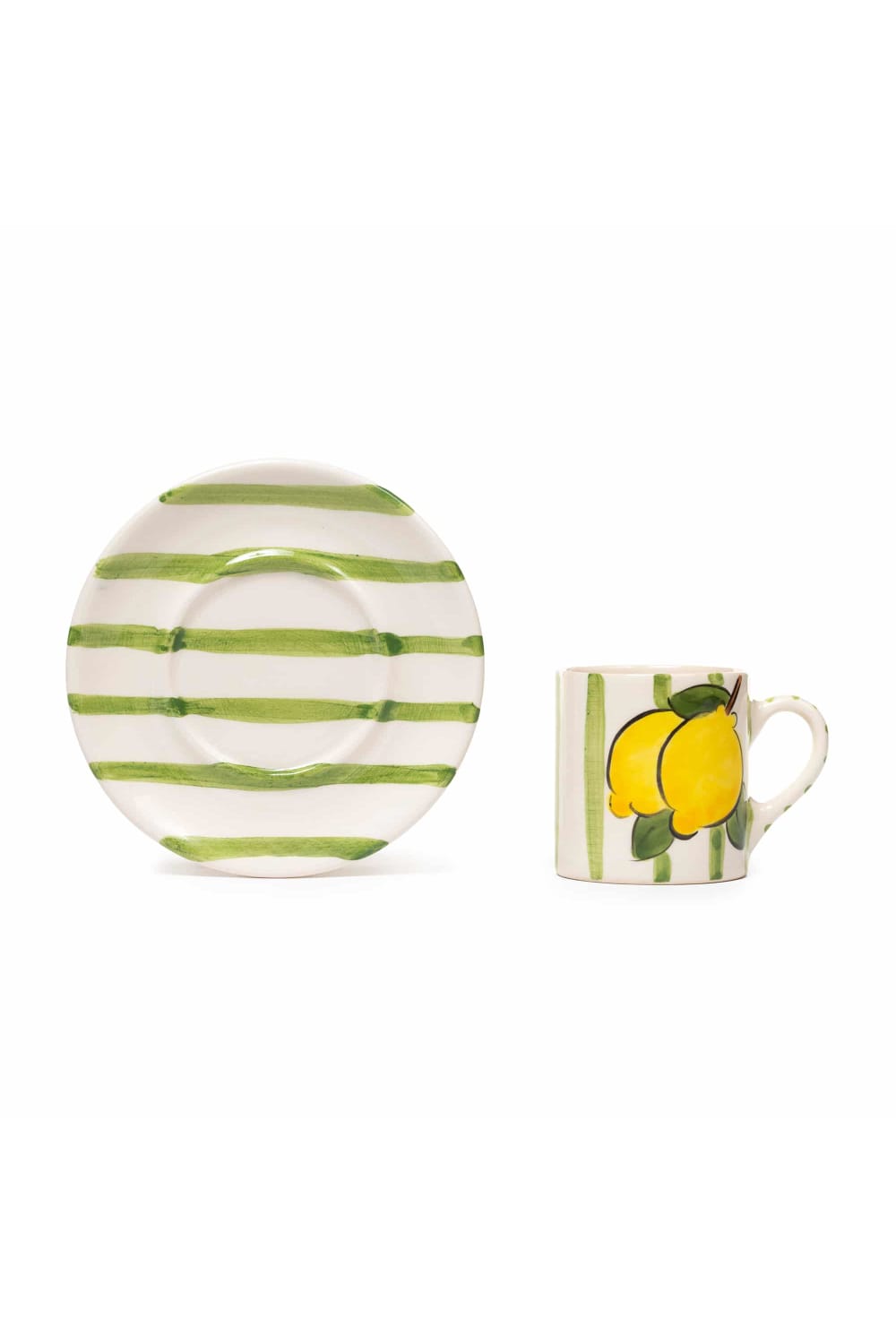 Feeling Good Inside-Green Lemon Line Handled Coffee Set-Bardak-2-Milagron.com
