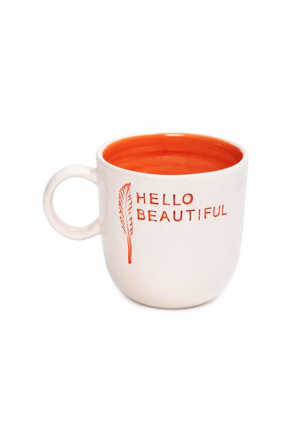 Feeling Good Inside-Hello Beautiful Kulplu Turuncu Mug – L’amour Paris-Bardak-1-Milagron.com
