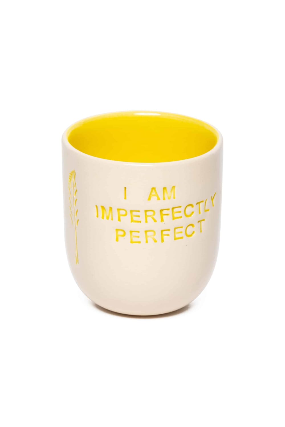 Feeling Good Inside-“ I Am Imperfectly Perfect ” Yellow Mood Mug-Bardak-2-Milagron.com