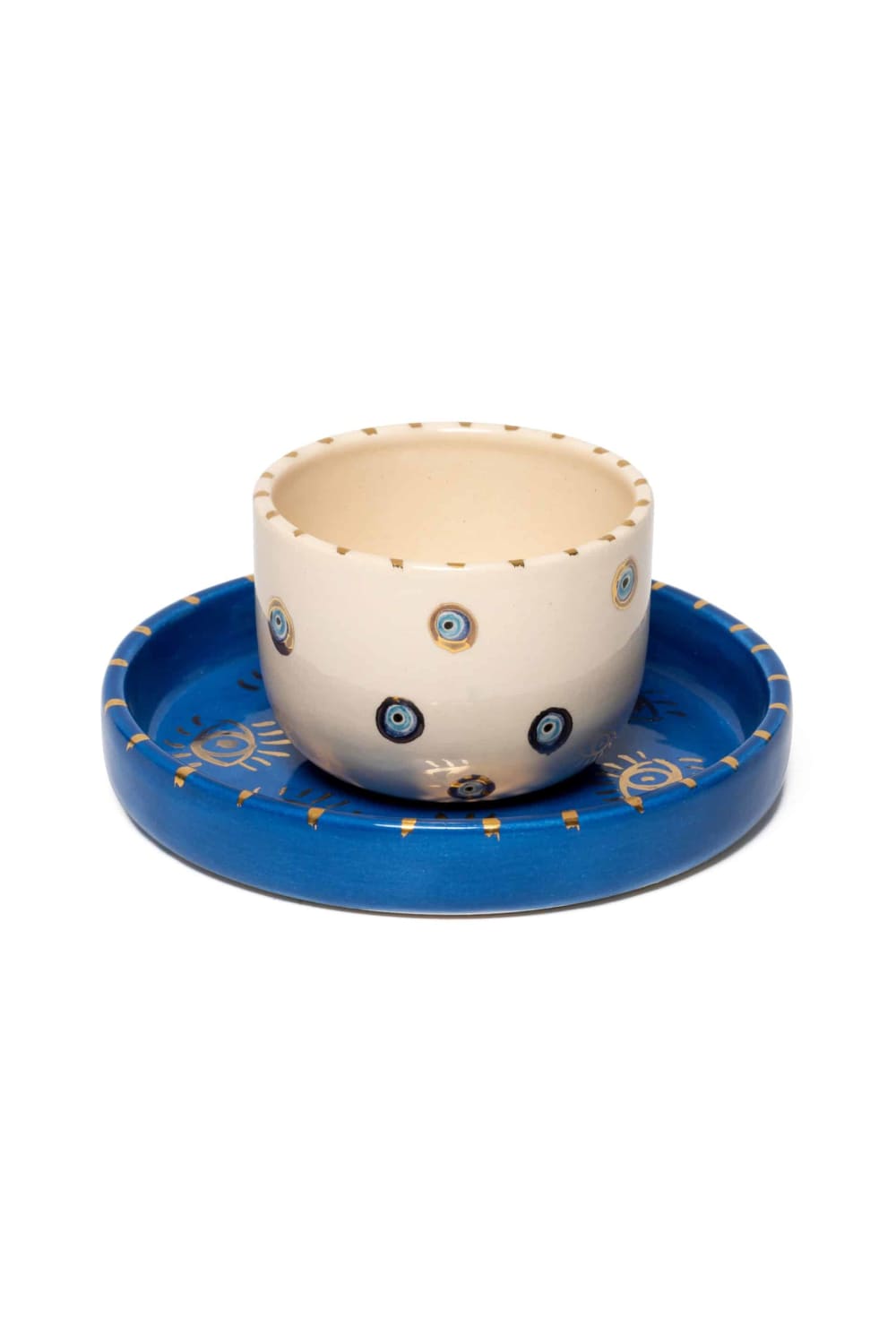 Feeling Good Inside-Inner Eye Collection Gözlü Kobalt Türk Kahvesi Fincanı Seti-Bardak-1-Milagron.com