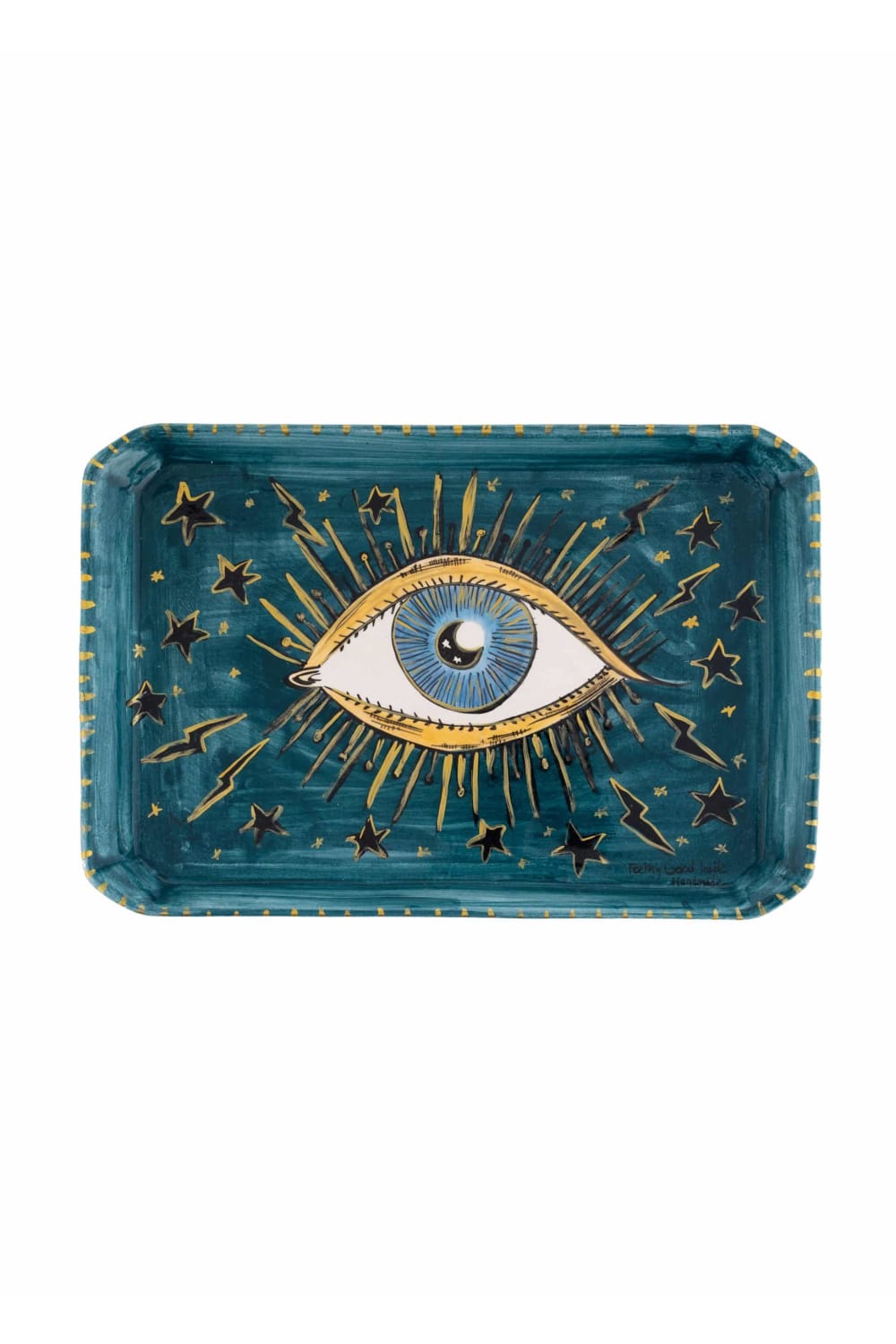 Feeling Good Inside-Inner Eye Collection Mavi Gözlü Handmade Seramik Tepsi-Sunum Aksesuarları-1-Milagron.com