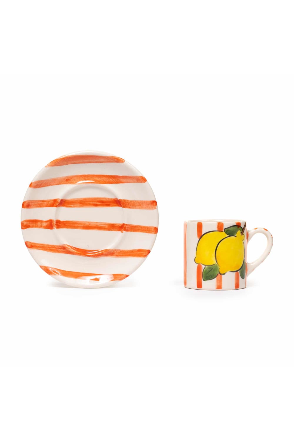 Feeling Good Inside-Orange Lemon Line Handled Coffee Set-Bardak-2-Milagron.com