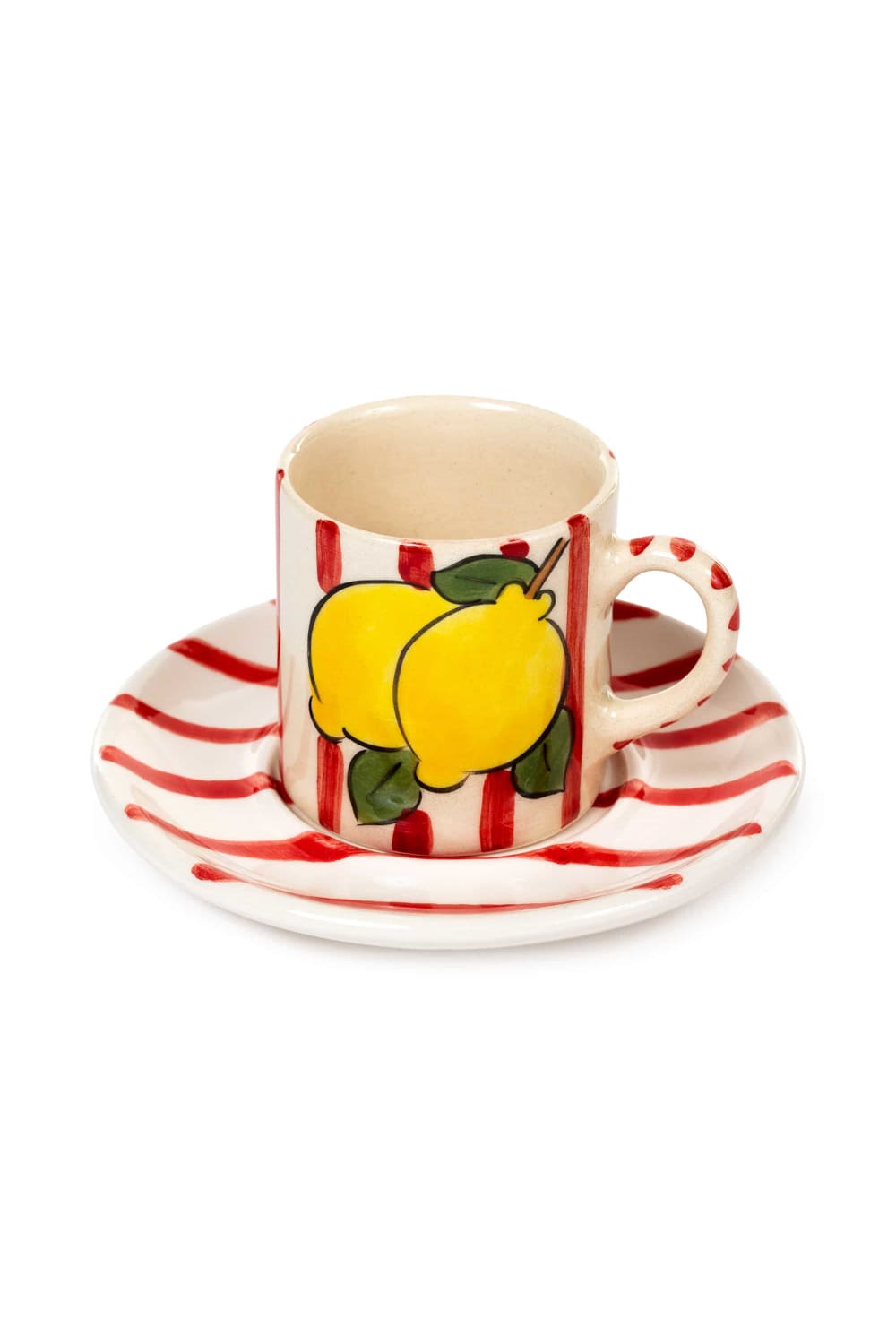 Feeling Good Inside-Red Lemon Line Handled Coffee Set-Bardak-1-Milagron.com