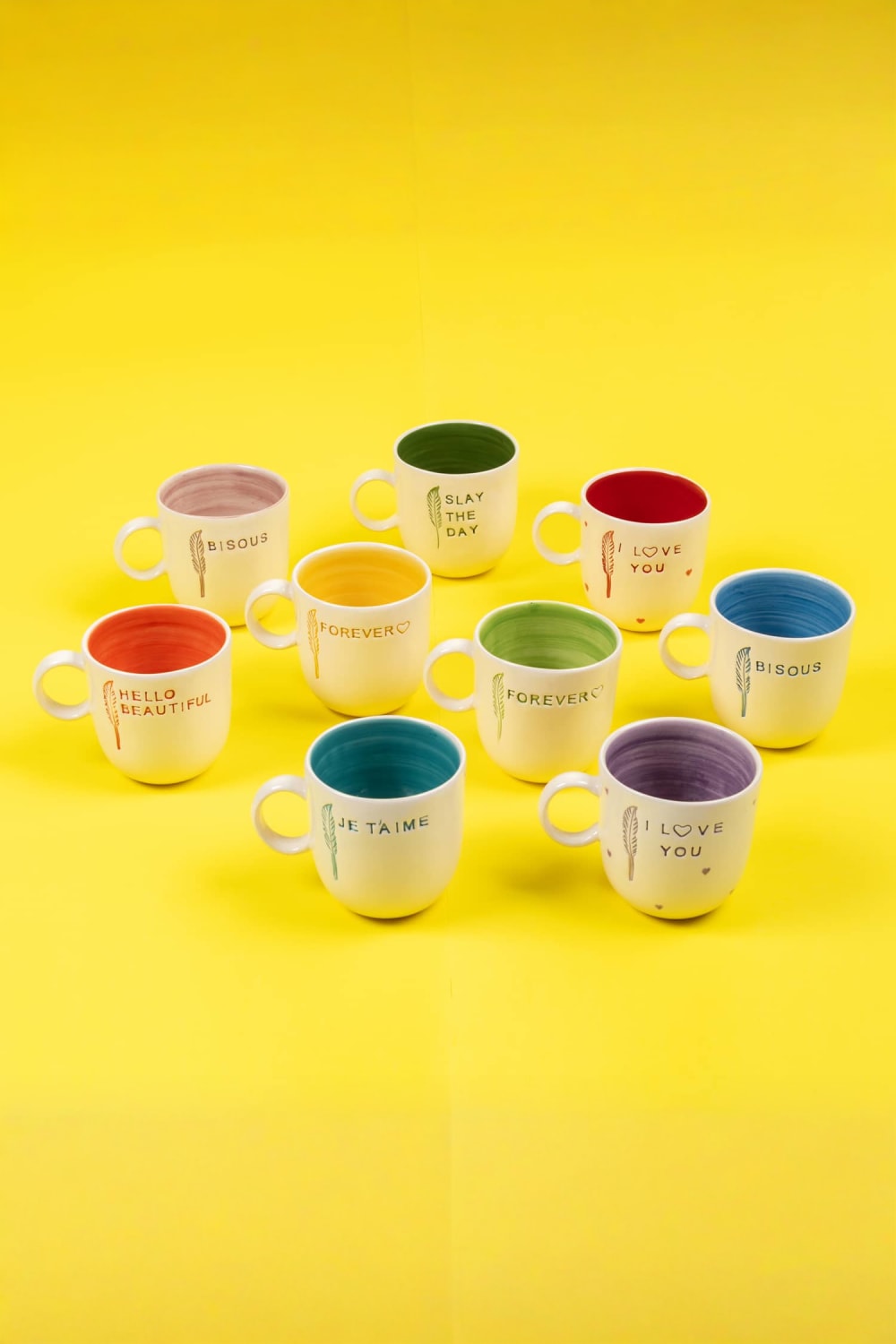 Feeling Good Inside-Slay The Day Kulplu Çam Yeşili Mug – L’amour Paris-Bardak-4-Milagron.com