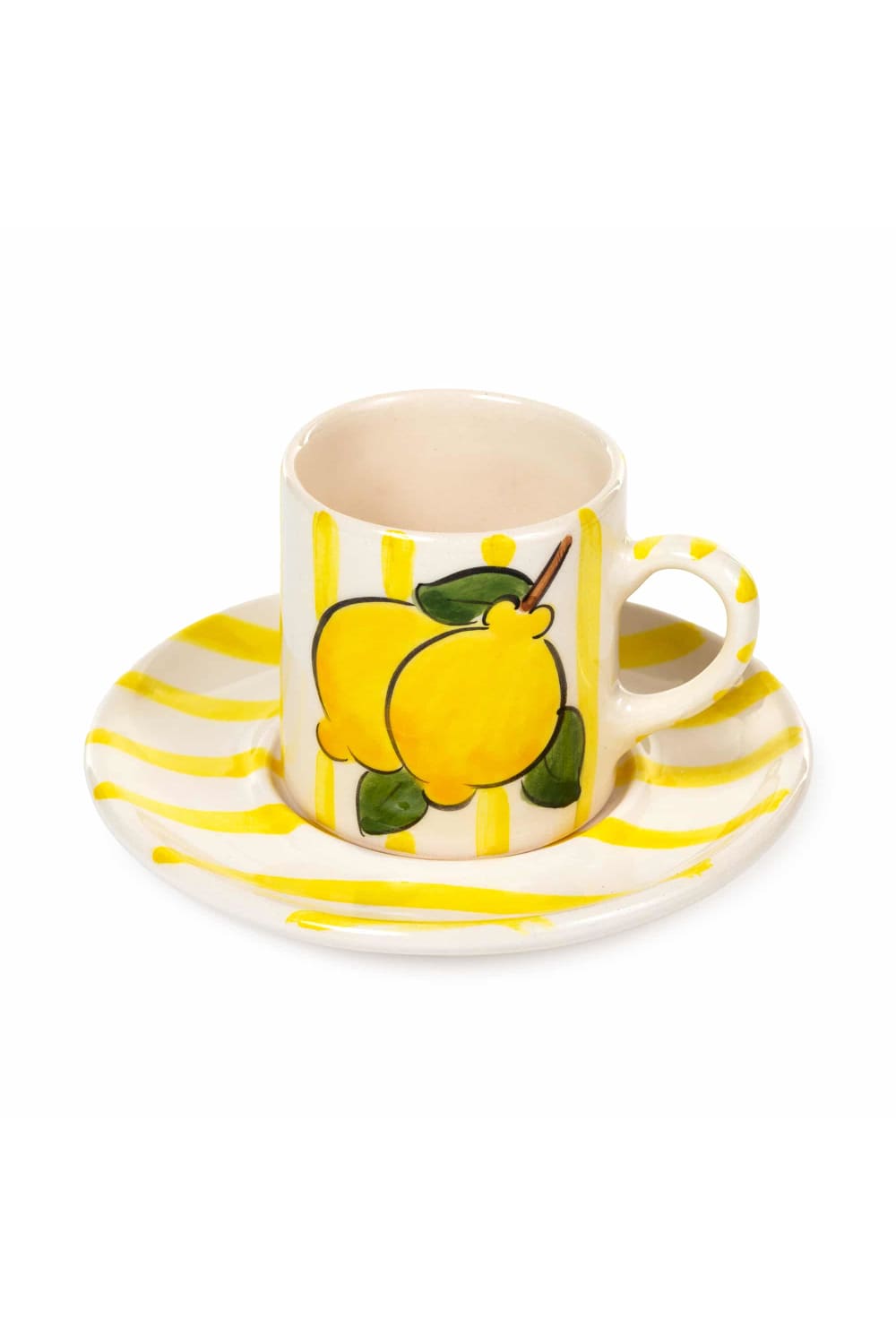 Feeling Good Inside-Yellow Lemon Line Handled Coffee Set-Bardak-1-Milagron.com
