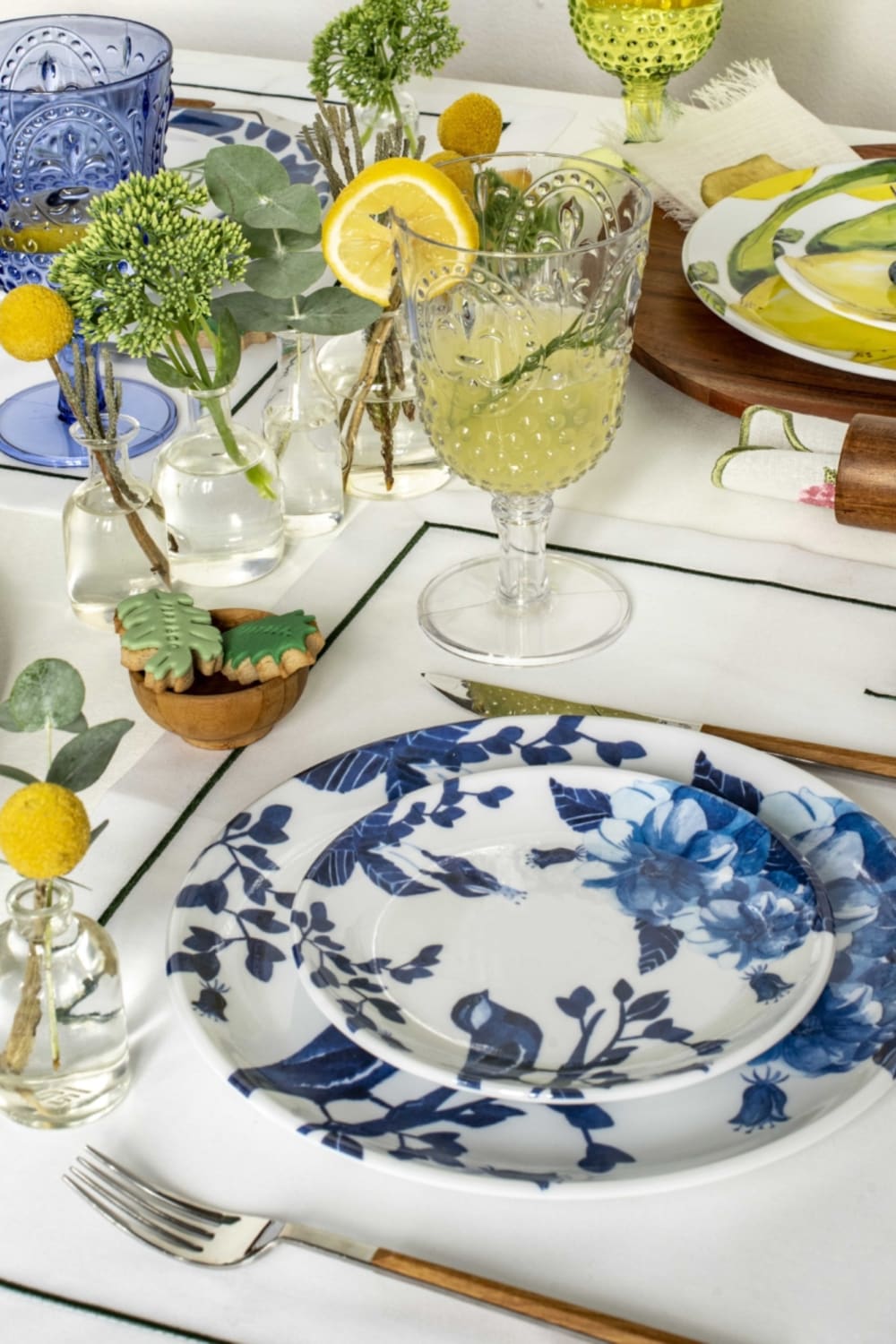 Fern&Co-Bleu Blanc Collection 4'lü Büyük Boy Tabak-Tabak & Kase-2-Milagron.com