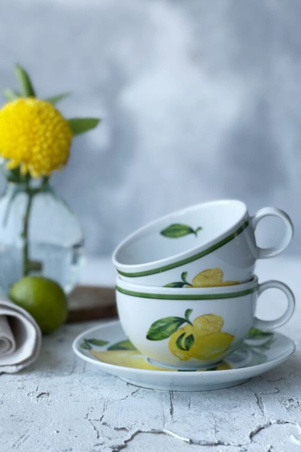 Fern&Co-Citrus Porcelain Collection 2’li Çay Fincan Seti / Hediye Kutulu-Tabak & Kase-3-Milagron.com