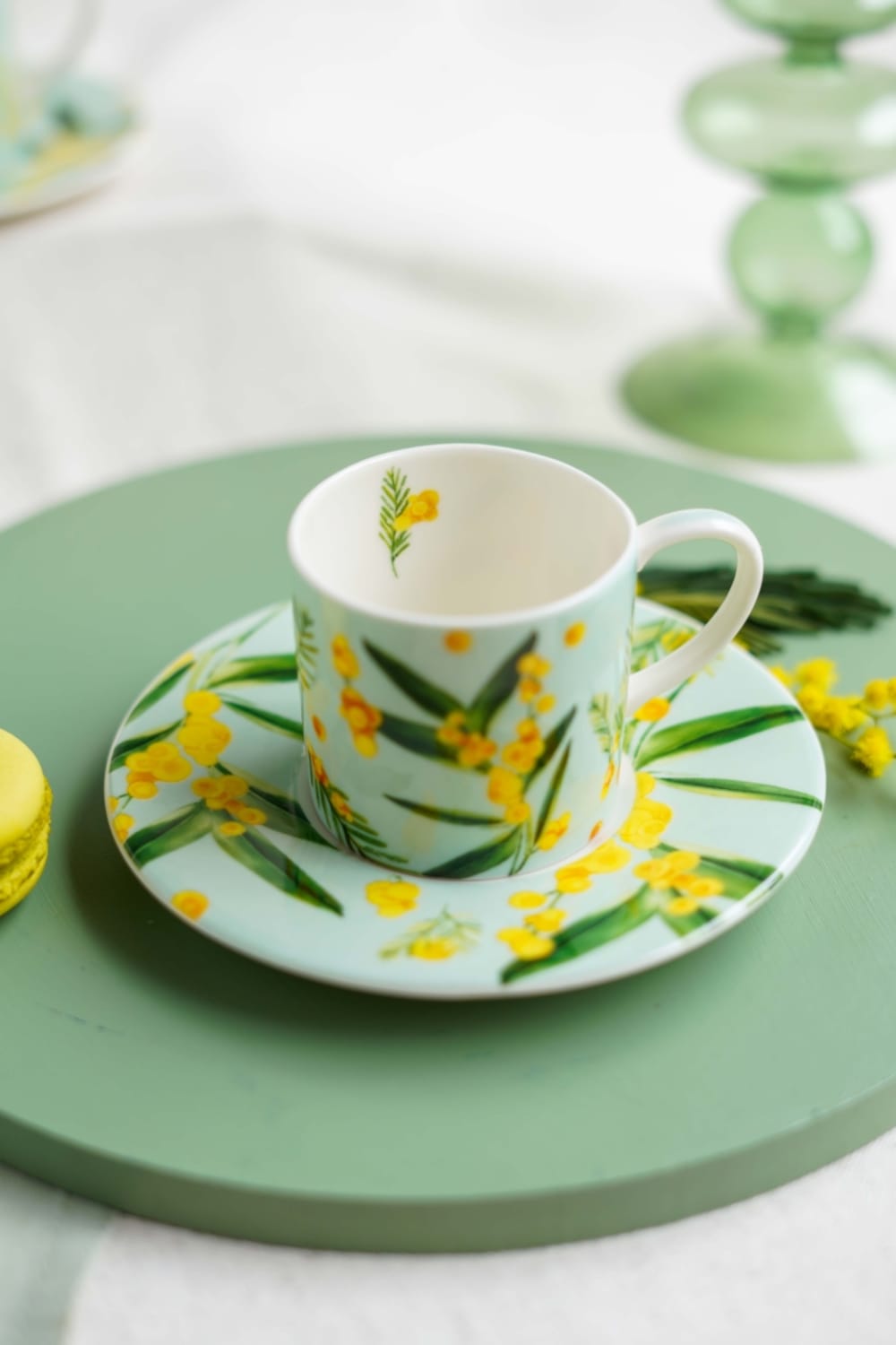 Fern&Co-Fleur De Mimosa Collection Eau De Nil Türk Kahvesi Fincanı-Bardak-3-Milagron.com