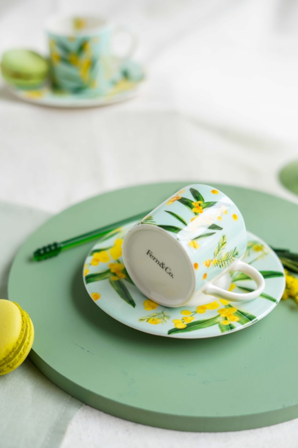 Fern&Co-Fleur De Mimosa Collection Eau De Nil Türk Kahvesi Fincanı-Bardak-4-Milagron.com