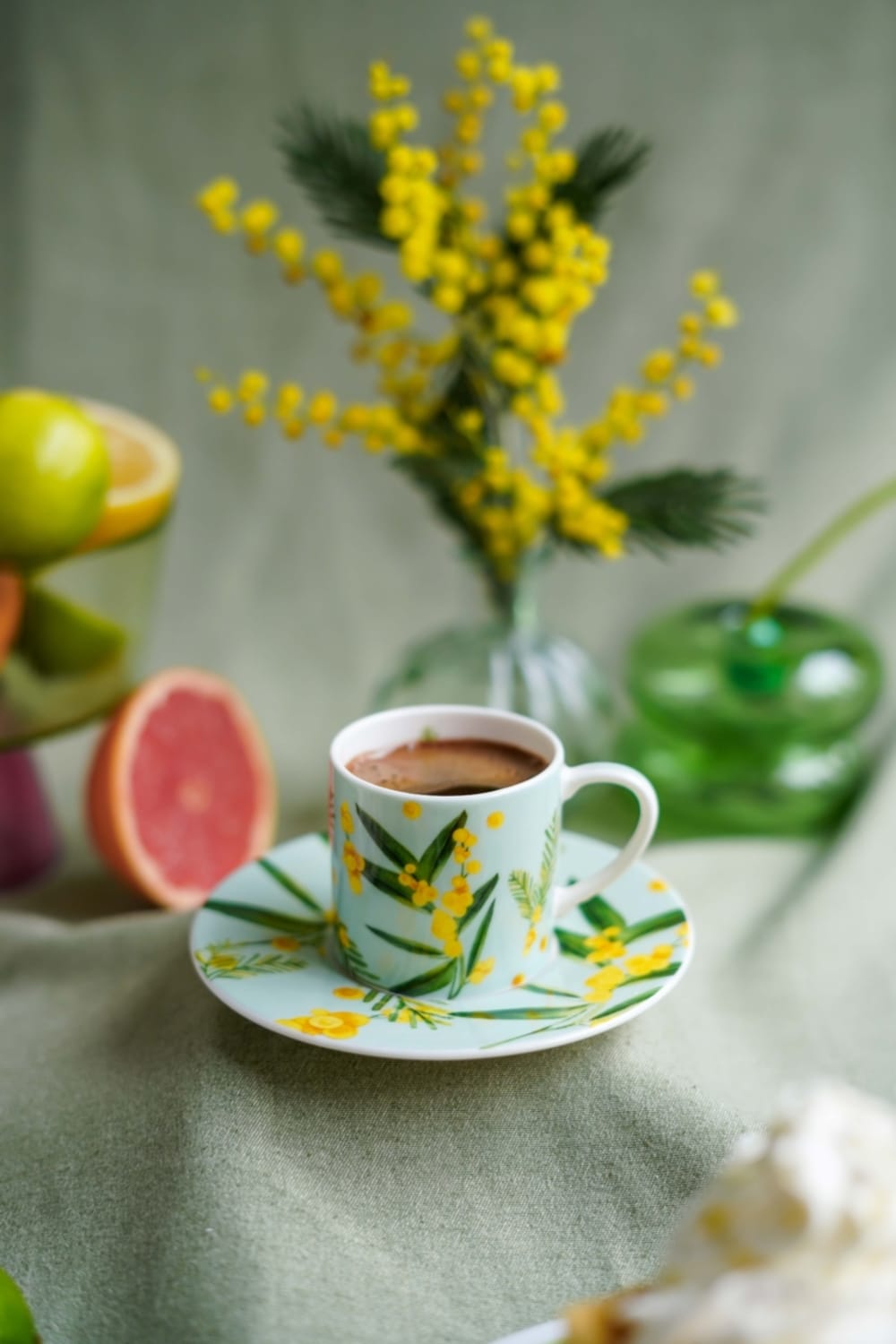 Fern&Co-Fleur De Mimosa Collection Eau De Nil Türk Kahvesi Fincanı-Bardak-5-Milagron.com