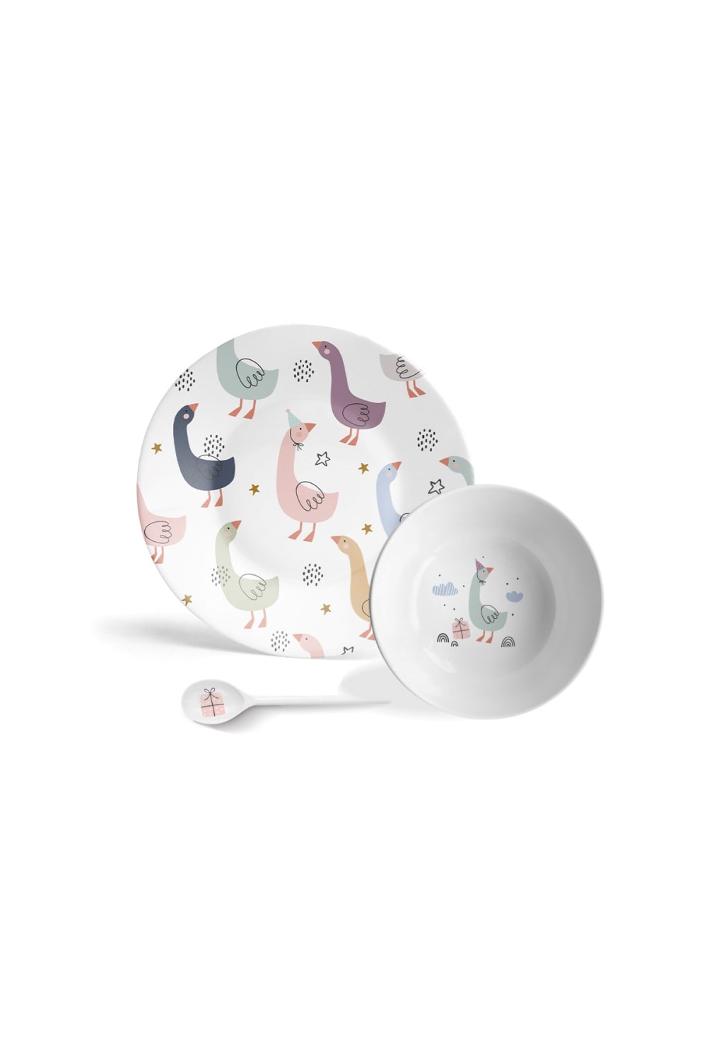 Fern&Co-Kids Collection Sweet Goose 3 Parça Yemek Seti̇-Tabak & Kase-1-Milagron.com