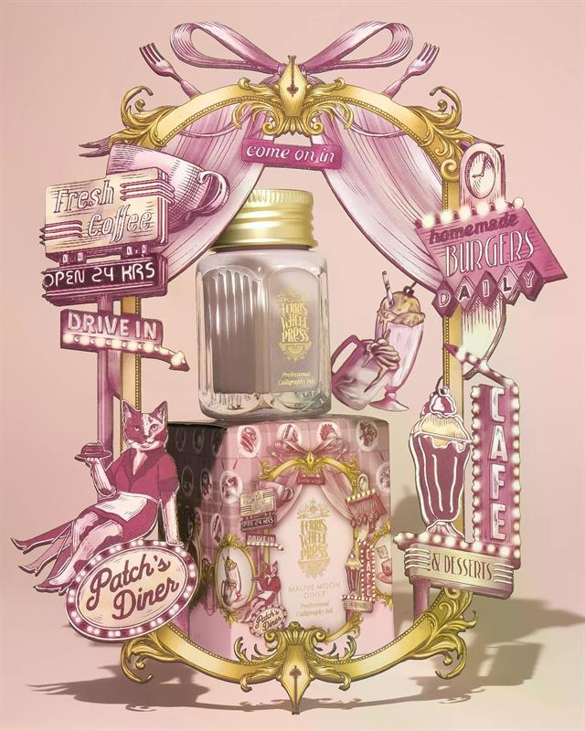 Ferris Wheel Press-Mauve Moon Diner Kaligrafi Şişe Mürekkep 28 Ml-Şişe Mürekkep-7-Milagron.com