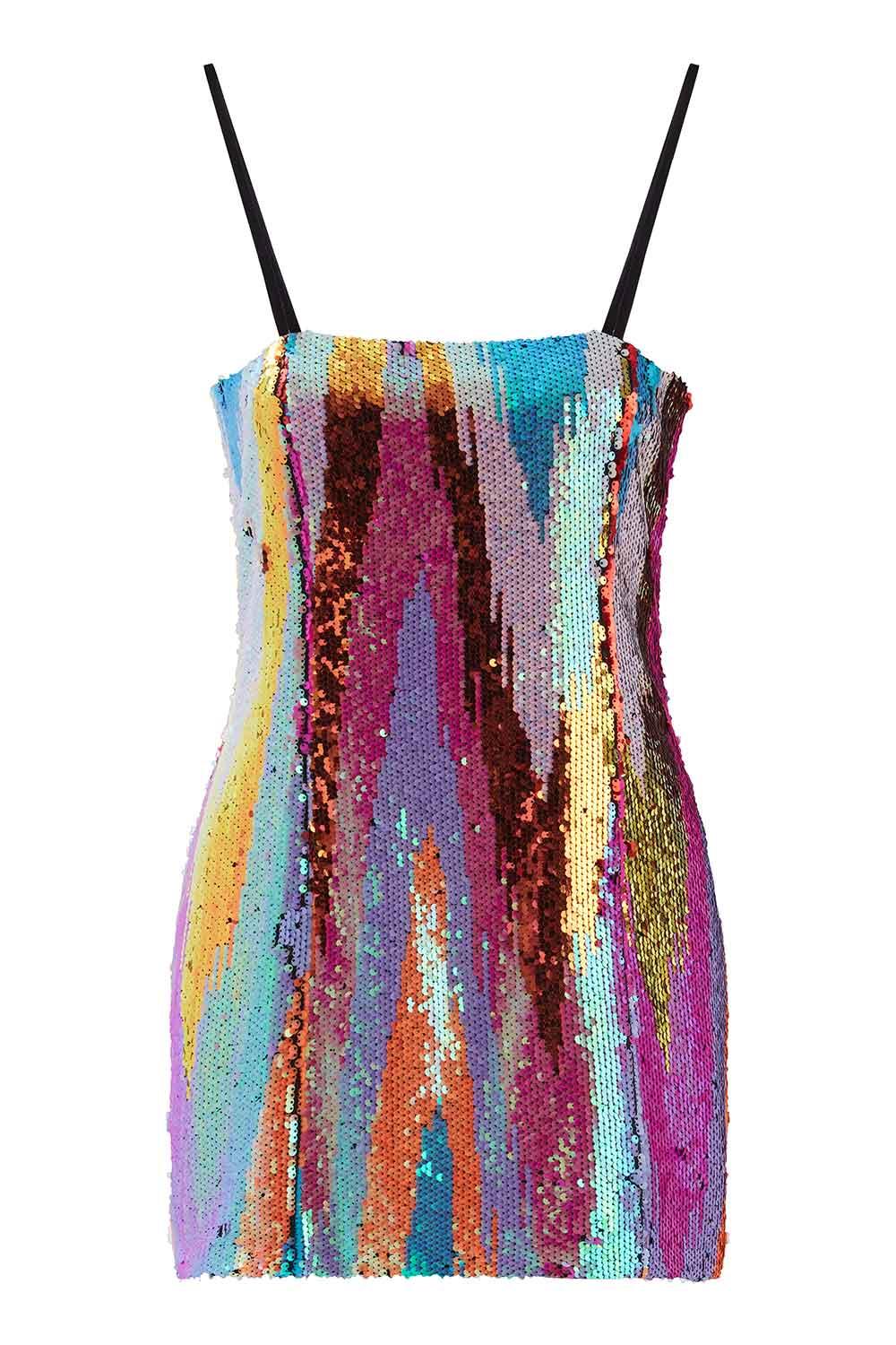 Fickle Hearts-Birdie Payetli Mini Ellbise-Elbise-1-Milagron.com