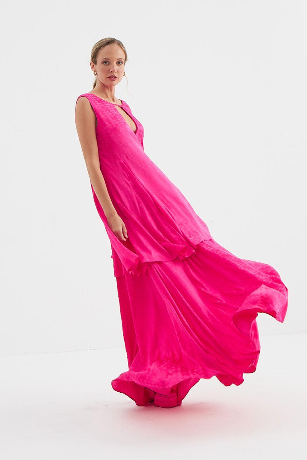 Fickle Hearts-Holly Uzun Fuşya Elbise-Elbise-3-Milagron.com