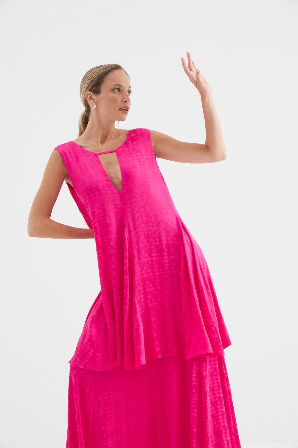 Fickle Hearts-Holly Uzun Fuşya Elbise-Elbise-6-Milagron.com