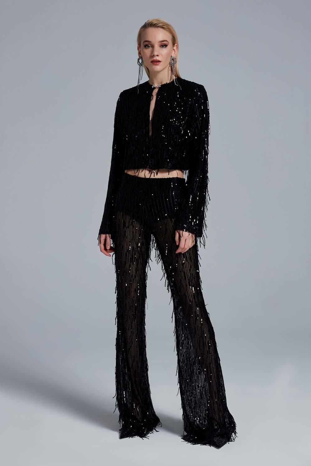 Fickle Hearts-Mazie Saçaklı Payetli Pantolon-Pantolon-5-Milagron.com