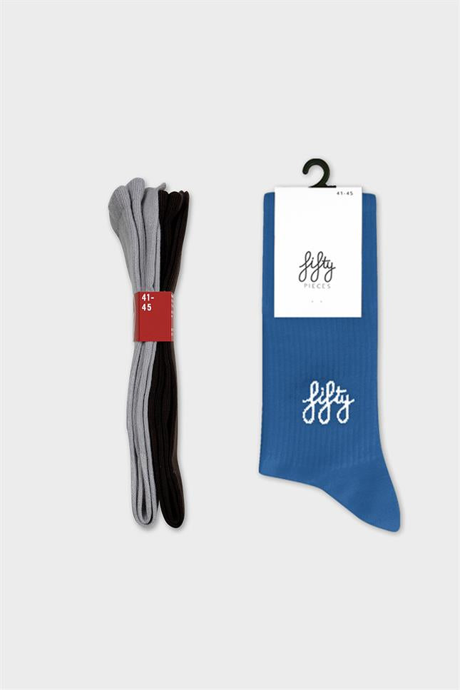 Fifty Pieces-3'lü Kahverengi Gri Koyu Mavi Favorite Çorap-Çorap-2-Milagron.com