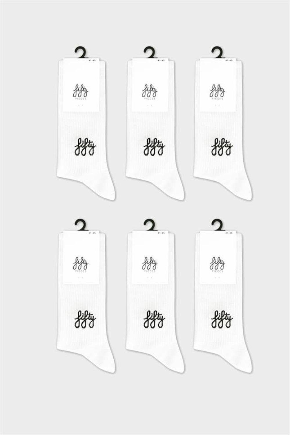 Fifty Pieces-6'lı Beyaz Favorite çorap-Çorap-1-Milagron.com