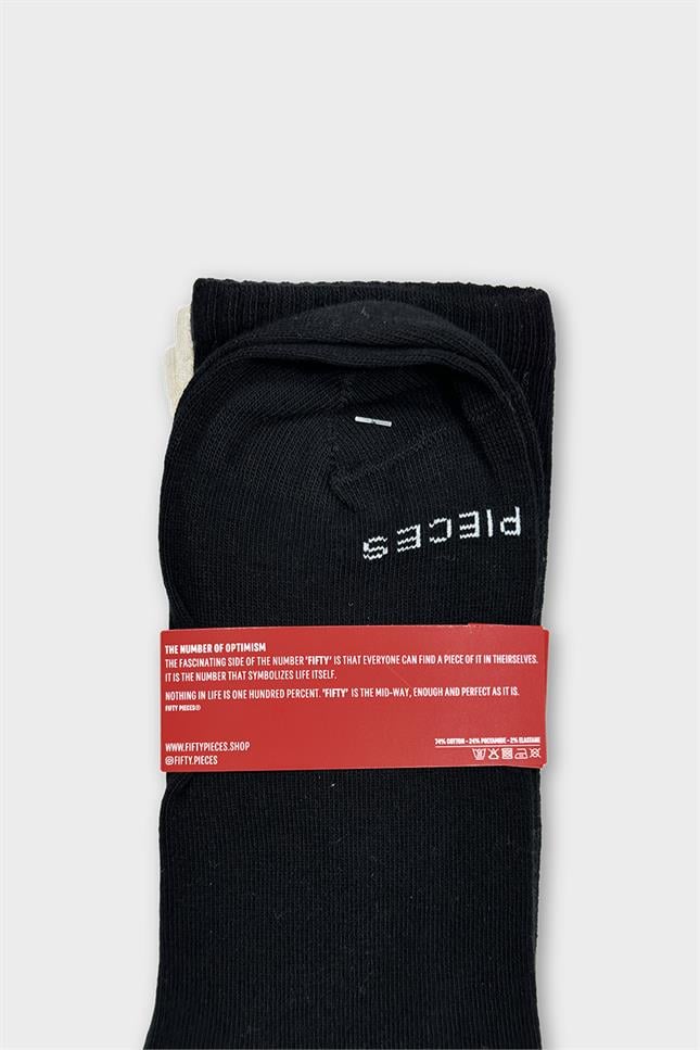Fifty Pieces-6'lı Beyaz Kum Siyah Favorite Çorap-Çorap-4-Milagron.com