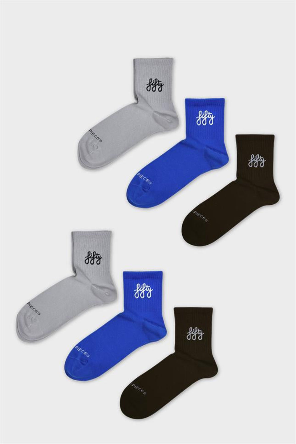 Fifty Pieces-6'lı Gri Saks Kahverengi Favorite Kısa Çorap-Çorap-1-Milagron.com