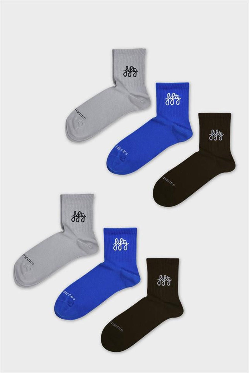 Fifty Pieces-6'lı Gri Saks Kahverengi Favorite Kısa Çorap-Çorap-1-Milagron.com
