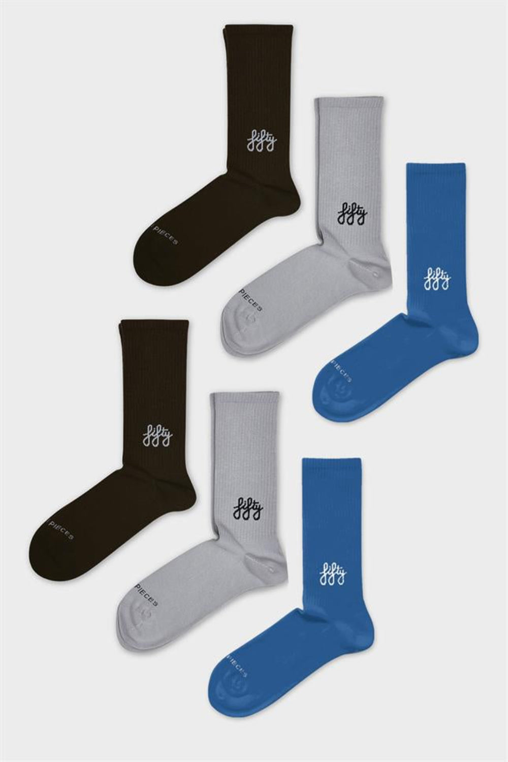 Fifty Pieces-6'lı Kahverengi Gri Koyu Mavi Favorite Çorap-Çorap-1-Milagron.com