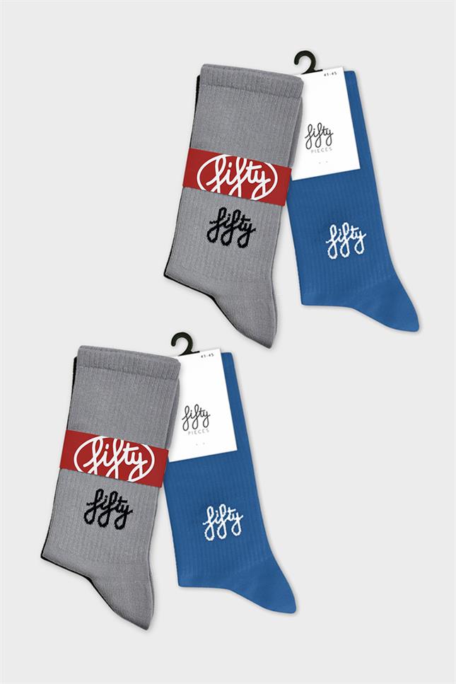 Fifty Pieces-6'lı Kahverengi Gri Koyu Mavi Favorite Çorap-Çorap-3-Milagron.com