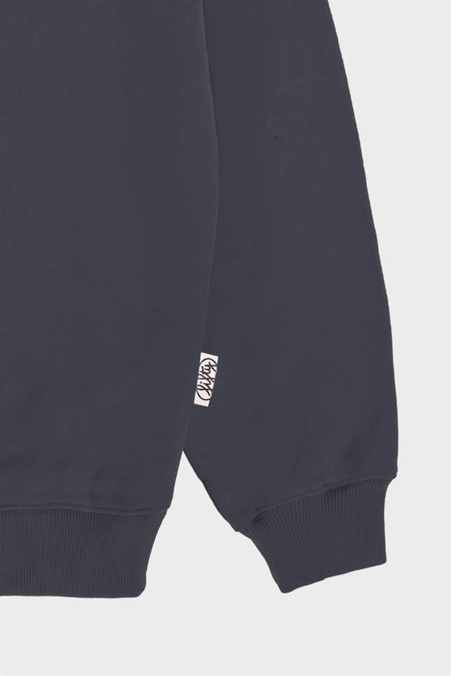 Fifty Pieces-Antrasit Düşük Omuzlu Sırt Baskılı Hoodie-Sweatshirts & Hoodies-11-Milagron.com