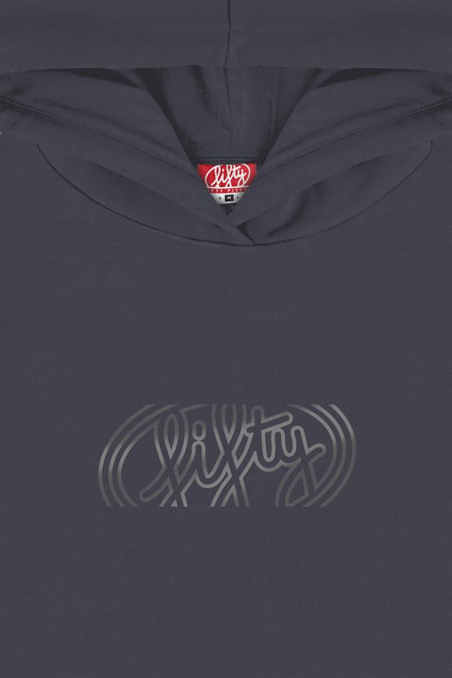 Fifty Pieces-Antrasit Düşük Omuzlu Sırt Baskılı Hoodie-Sweatshirts & Hoodies-8-Milagron.com