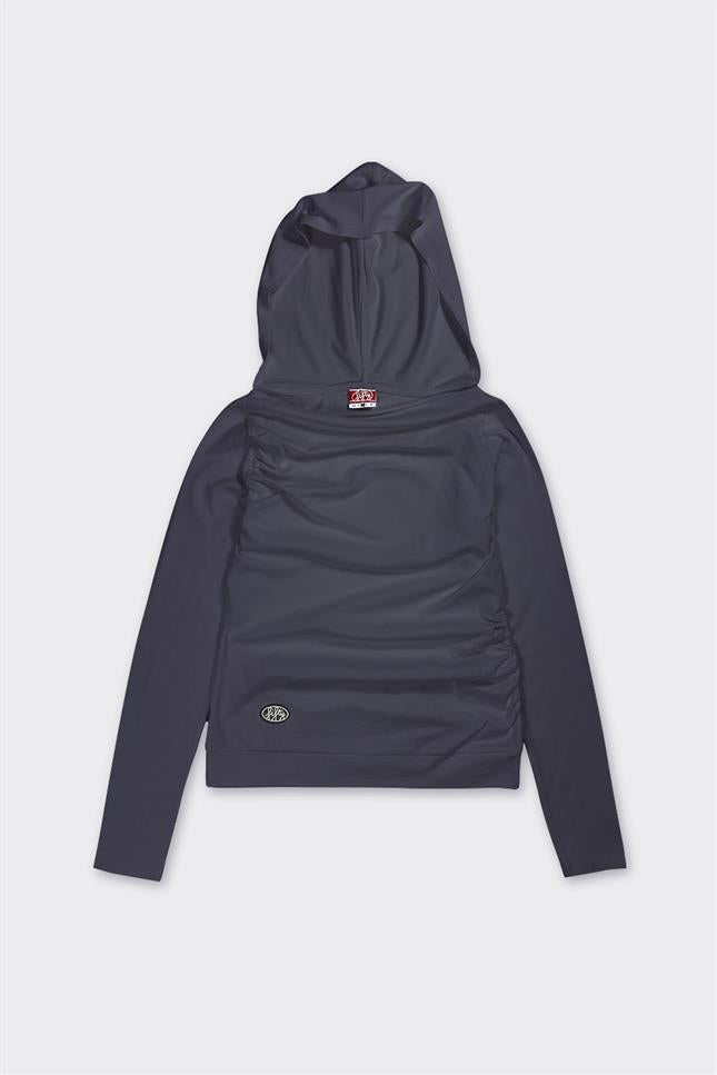 Fifty Pieces-Antrasit Kapüşonlu Uzun Kollu Bluz-T-Shirts-6-Milagron.com