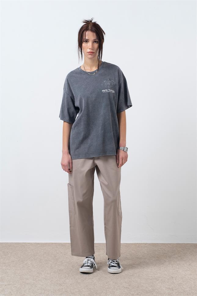 Fifty Pieces-Antrasit Oversize Asit Yıkamalı T-Shirt-T-Shirts-2-Milagron.com