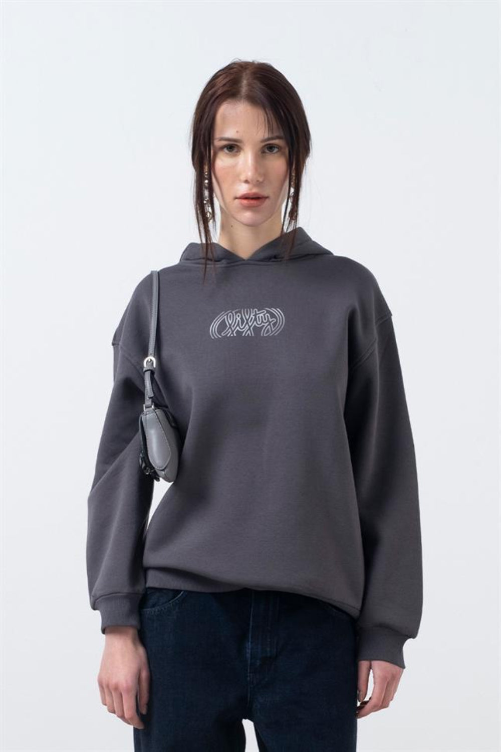 Fifty Pieces-Antrasit Oversize Sırt Baskılı Hoodie-Sweatshirts & Hoodies-1-Milagron.com