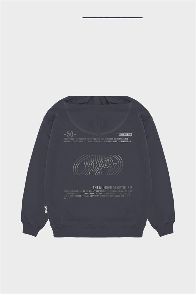 Fifty Pieces-Antrasit Oversize Sırt Baskılı Hoodie-Sweatshirts & Hoodies-12-Milagron.com