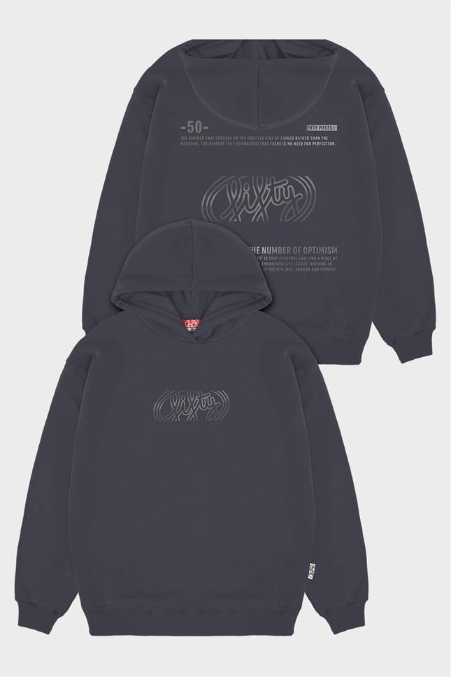 Fifty Pieces-Antrasit Oversize Sırt Baskılı Hoodie-Sweatshirts & Hoodies-8-Milagron.com